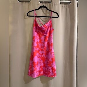 TIMING Pink and Red Floral Slip Dress